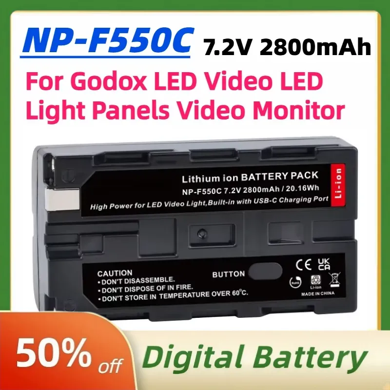Video Led Light Panel - NP-F550C NP-F550 F570 Bateria 7.2V 2800mAh