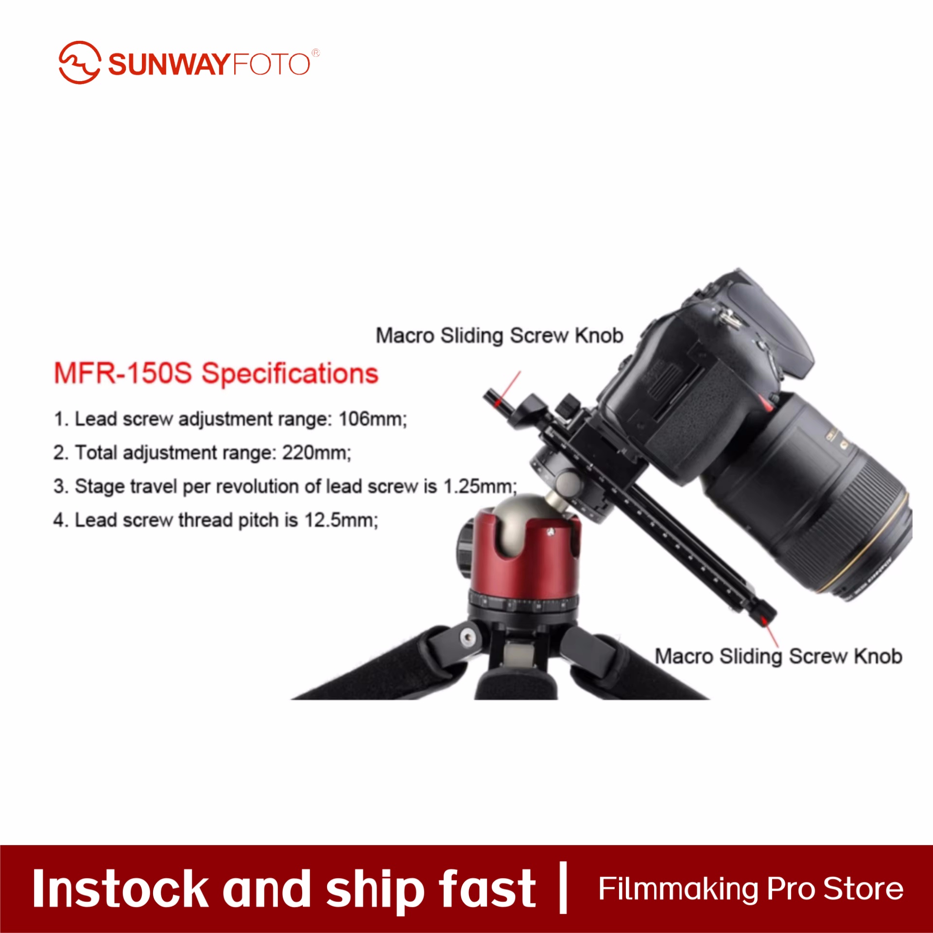 Camera Slider Rail - Akcesoria fotograficzne SUNWAYFOTO Głowica statywu do