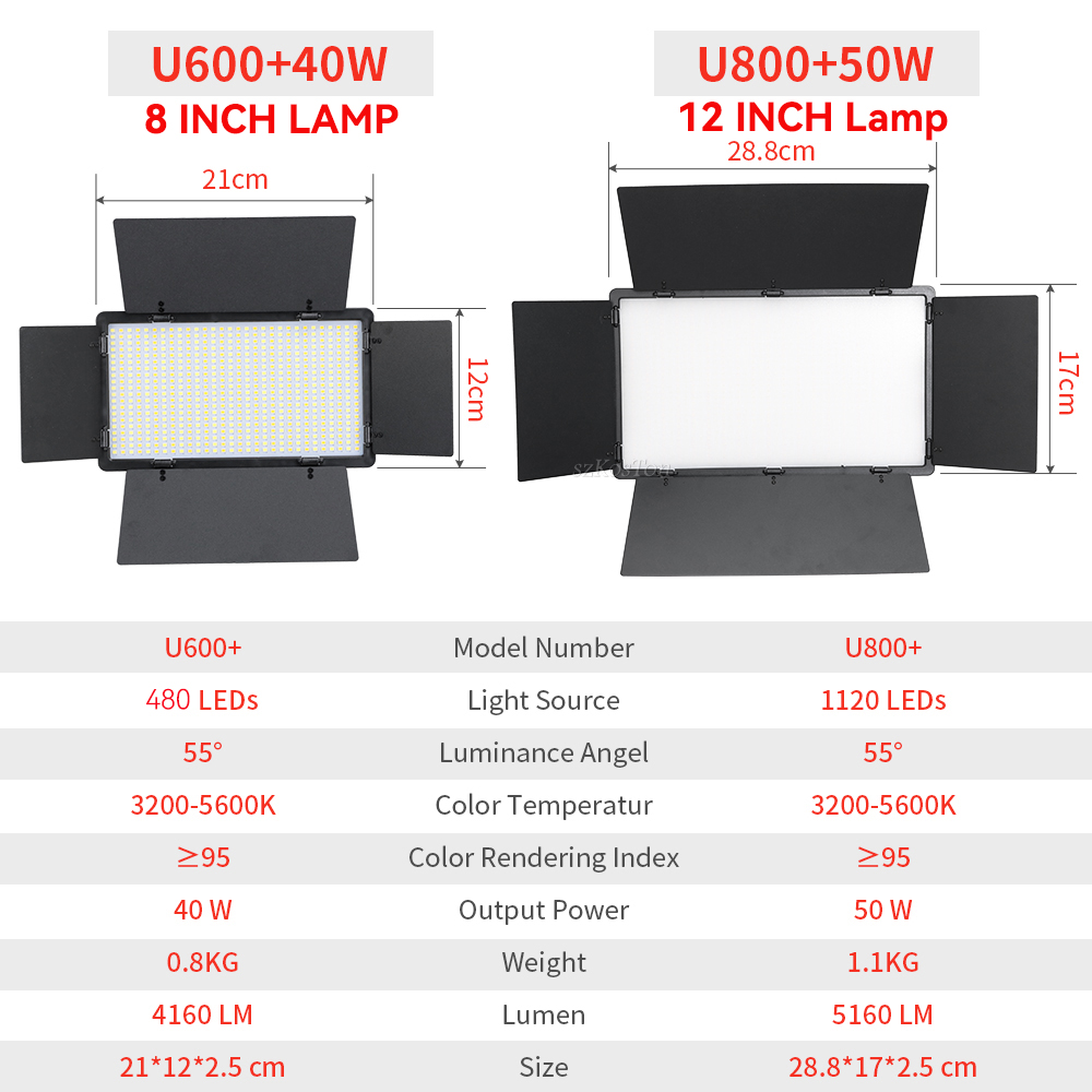U800 U600 LED Photo Studio Vid – Video Led Light Panel recenzja i cena